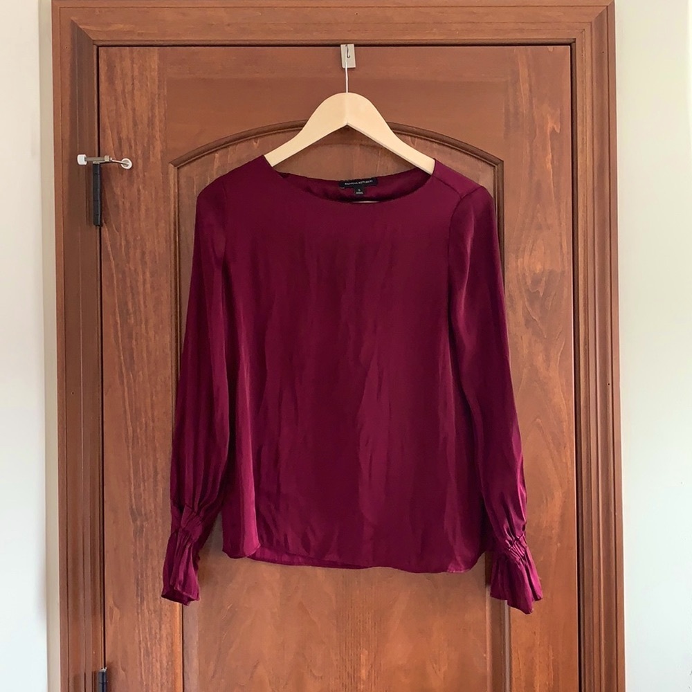 Banana Republic maroon, long-sleeve blouse